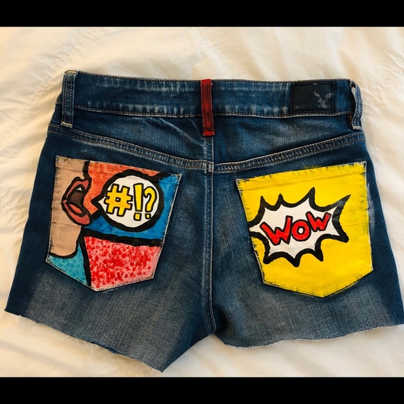 Hand-painted Denim Shorts - Picture 3 of 4